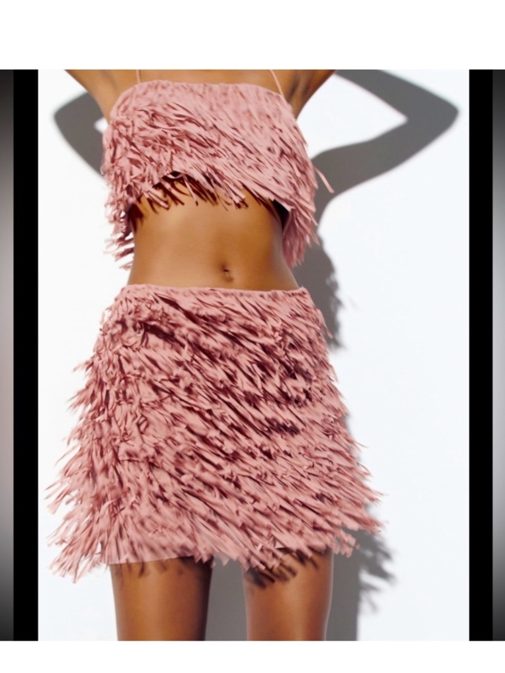 Zara Dusty Rose Fringe Two- Piece Set Festival Outfit